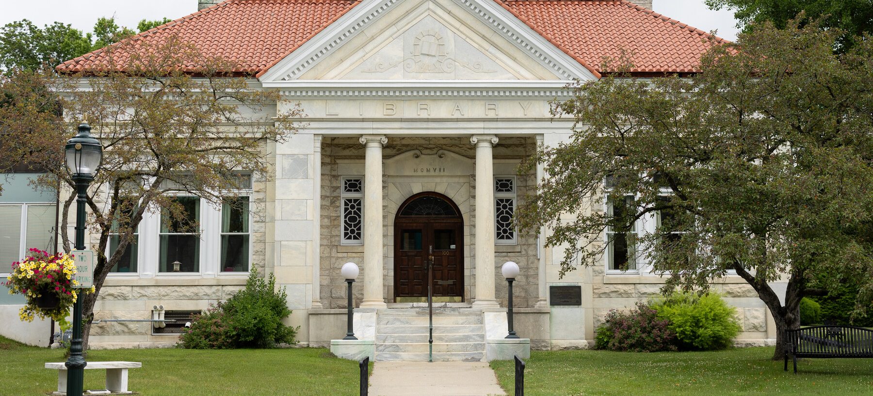 The domed historic library building in Lee