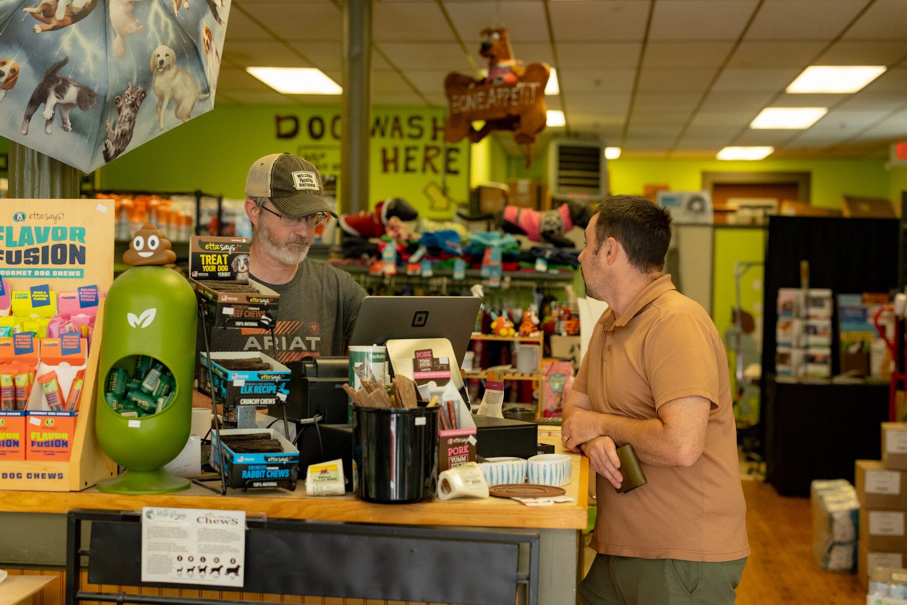 Customers at a Lee pet store and self-service dog wash